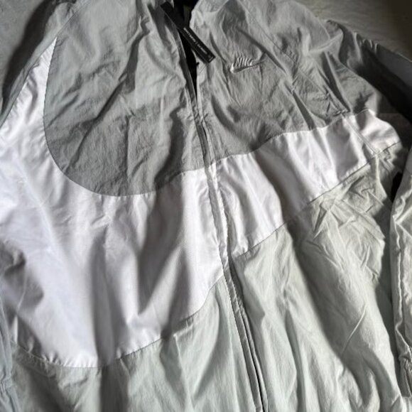 Sz XL - Nike Big Swoosh Windbreaker Jacket🔥New Full Zip Woven Grey Jacket - Picture 7 of 13